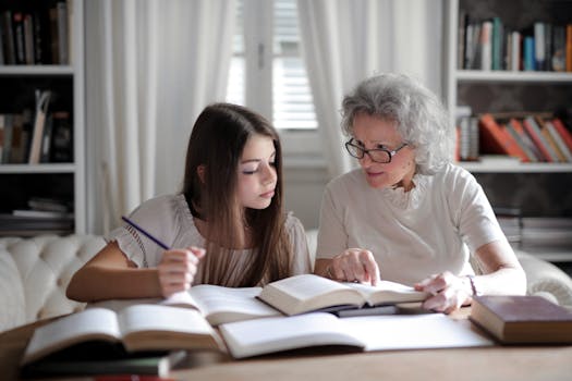family discussing homework