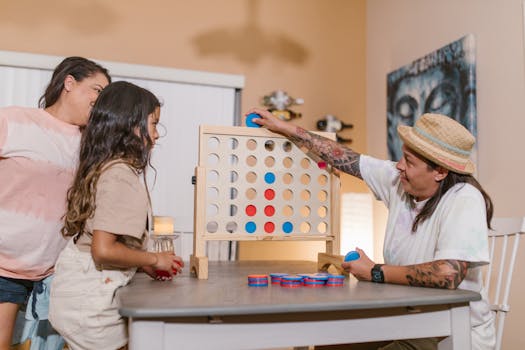 happy family enjoying a diverse game night