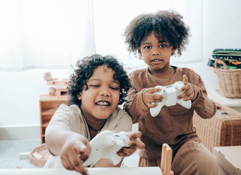 children playing together in a living room
