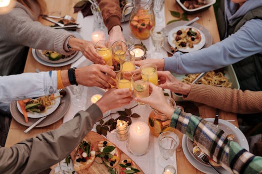 family enjoying a festive meal together