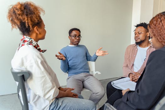 image of a community meeting with parents discussing their concerns