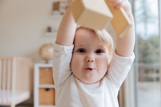 child playing with blocks