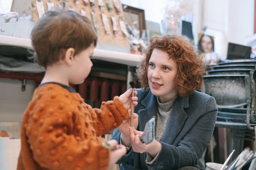 child drawing family portrait